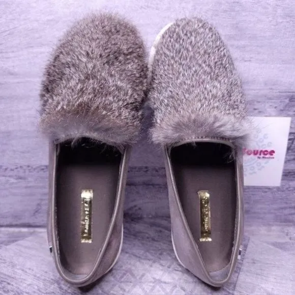 Louise Et Cie Bershner Genuine Rabbit Fur Suede Slip on Sneaker Gray Women's 7