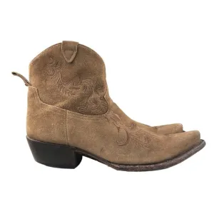 Lucchese Women's Size 9.5B Brown Suede Leather Snip Toe Western Cowboy Boots