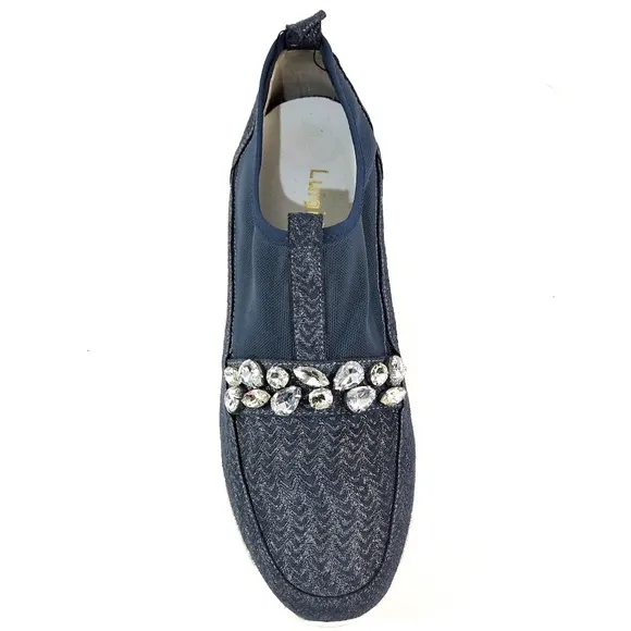 LUIGI TRAINI 🇮🇹 WOMEN'S BLUE OCEANO SUEDE COMFORT SUMMER FLAT SNEAKERS