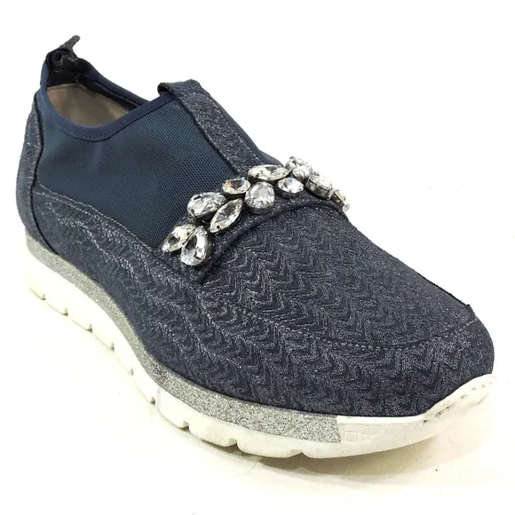 LUIGI TRAINI 🇮🇹 WOMEN'S BLUE OCEANO SUEDE COMFORT SUMMER FLAT SNEAKERS