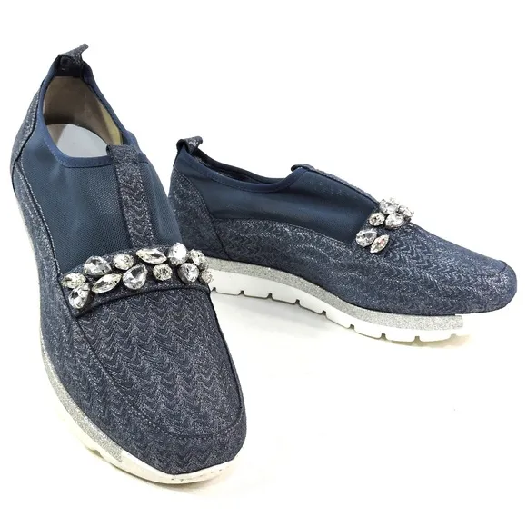 LUIGI TRAINI 🇮🇹 WOMEN'S BLUE OCEANO SUEDE COMFORT SUMMER FLAT SNEAKERS