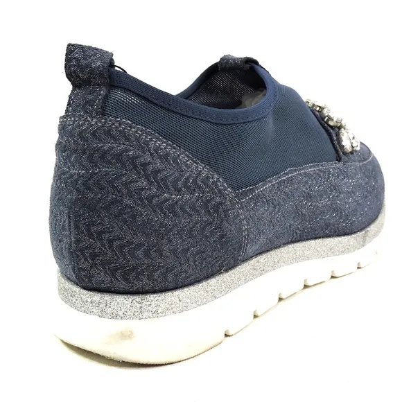 LUIGI TRAINI 🇮🇹 WOMEN'S BLUE OCEANO SUEDE COMFORT SUMMER FLAT SNEAKERS