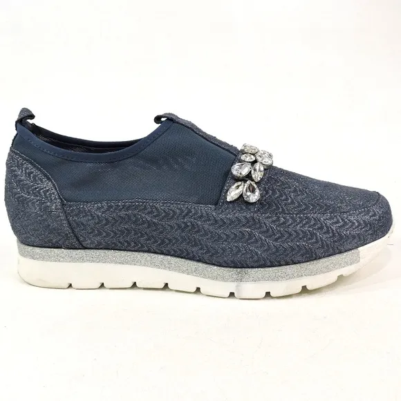 LUIGI TRAINI 🇮🇹 WOMEN'S BLUE OCEANO SUEDE COMFORT SUMMER FLAT SNEAKERS