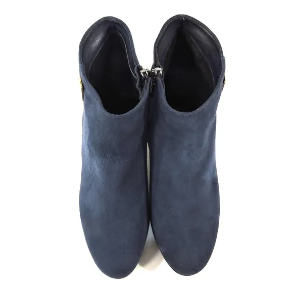 LUIGI TRAINI 🇮🇹 WOMEN'S NAVY BLUE SUEDE COMFORT ANKLE BOOTIE