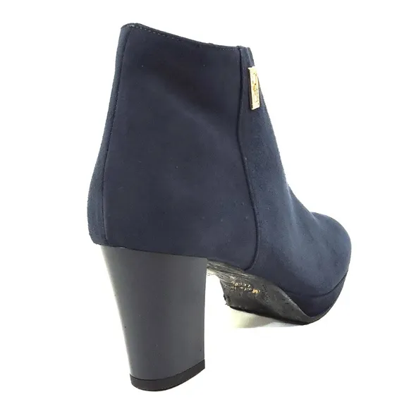 LUIGI TRAINI 🇮🇹 WOMEN'S NAVY BLUE SUEDE COMFORT ANKLE BOOTIE