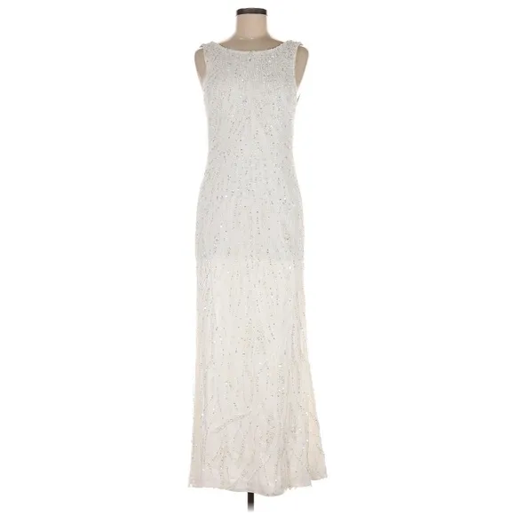 Lulus Luxe Glamourous Ever After White Sequin Beaded Backless Maxi Dress