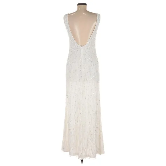 Lulus Luxe Glamourous Ever After White Sequin Beaded Backless Maxi Dress