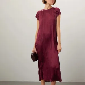 Madewell Short-Sleeve Slip Midi Dress in Plissé