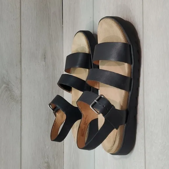 Madewell Womens The Addie  Leather Platform Tractor Sandals shoes sz 9.5