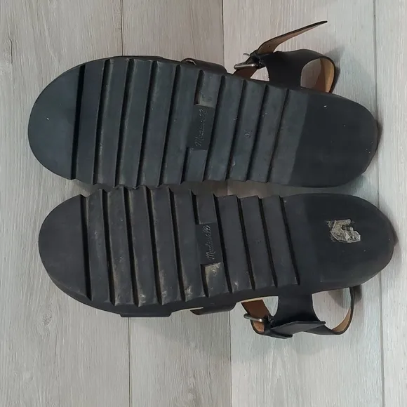 Madewell Womens The Addie  Leather Platform Tractor Sandals shoes sz 9.5