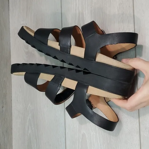 Madewell Womens The Addie  Leather Platform Tractor Sandals shoes sz 9.5