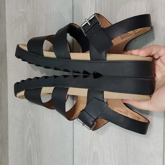 Madewell Womens The Addie  Leather Platform Tractor Sandals shoes sz 9.5