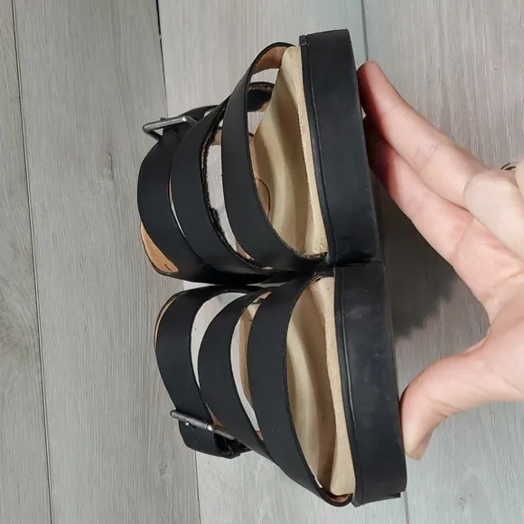 Madewell Womens The Addie  Leather Platform Tractor Sandals shoes sz 9.5