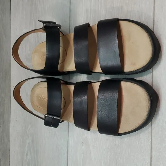 Madewell Womens The Addie  Leather Platform Tractor Sandals shoes sz 9.5