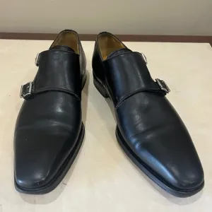 Magnanni Leather Monk Strap Dress Shoes Buckle Black Formal Classic Mens  10.5M