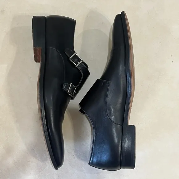 Magnanni Leather Monk Strap Dress Shoes Buckle Black Formal Classic Mens  10.5M