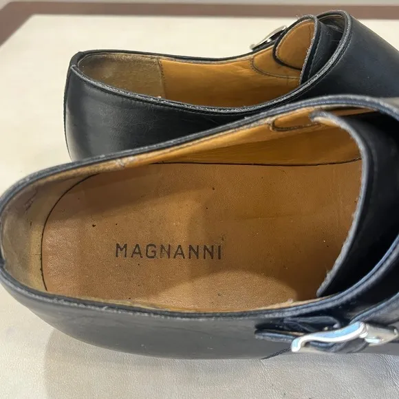 Magnanni Leather Monk Strap Dress Shoes Buckle Black Formal Classic Mens  10.5M