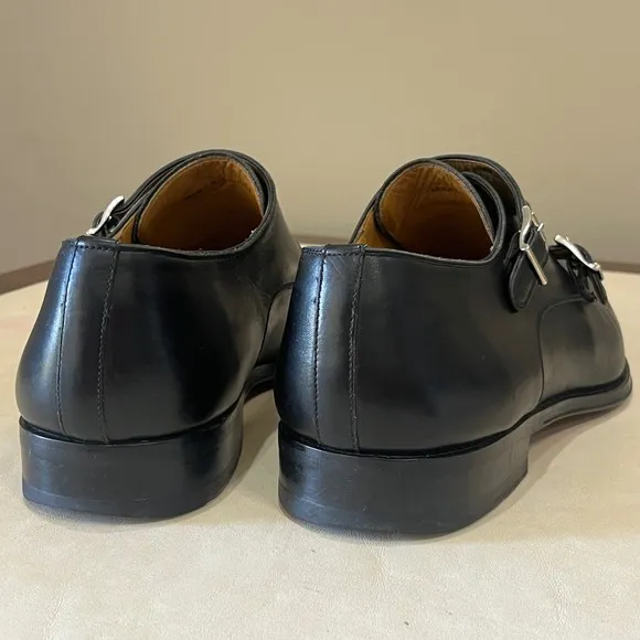 Magnanni Leather Monk Strap Dress Shoes Buckle Black Formal Classic Mens  10.5M