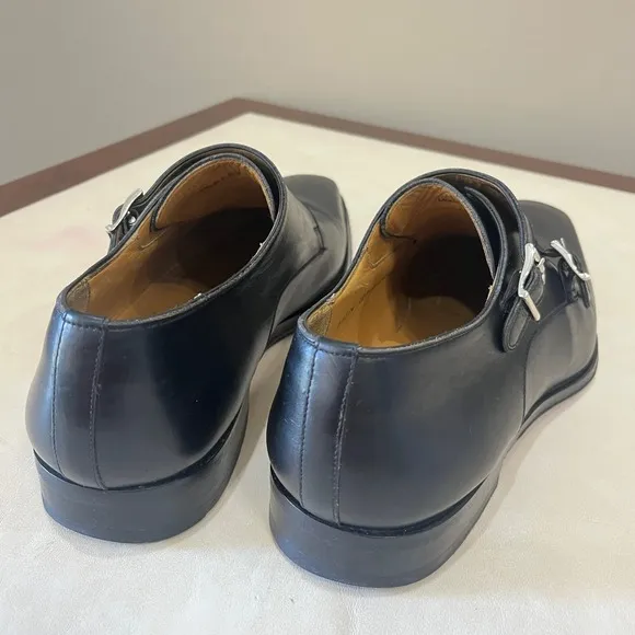 Magnanni Leather Monk Strap Dress Shoes Buckle Black Formal Classic Mens  10.5M