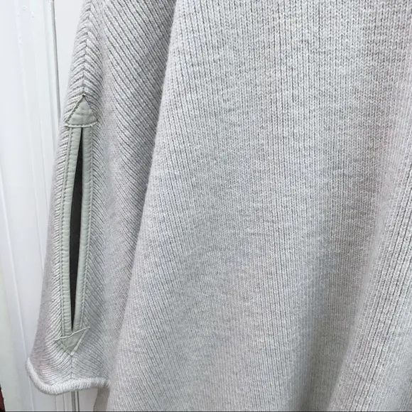 Maje Marnais Knit Wool Cape With Lamb Leather Trim