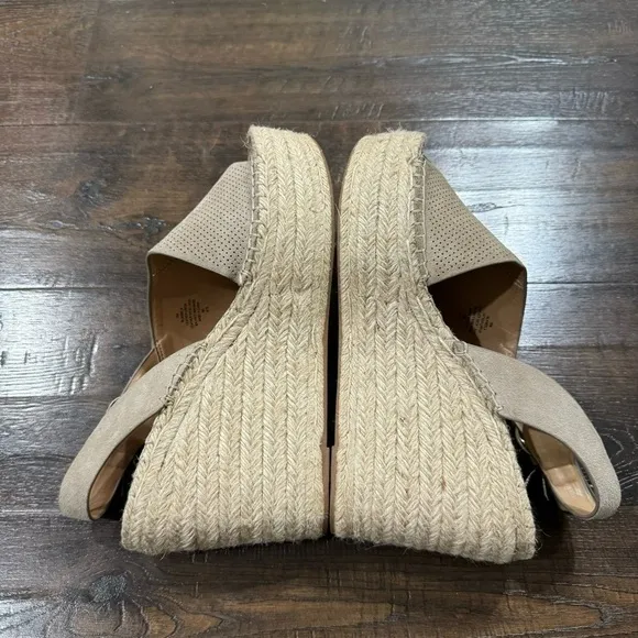 Marc Fisher Andela Wedge Leather Suede Espadrille Sandal Size 10 Women