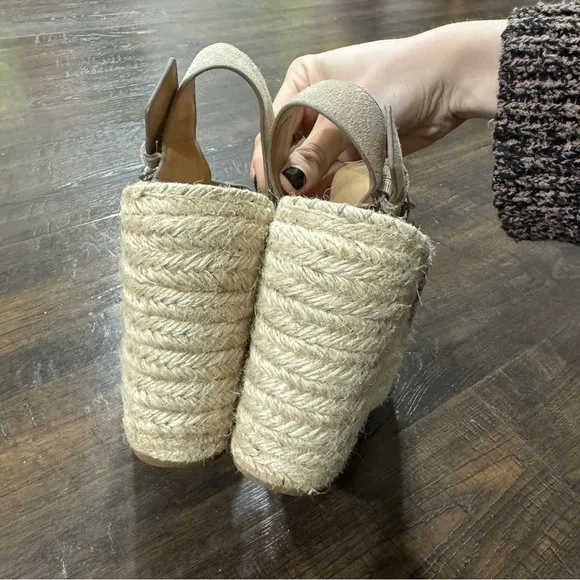 Marc Fisher Andela Wedge Leather Suede Espadrille Sandal Size 10 Women