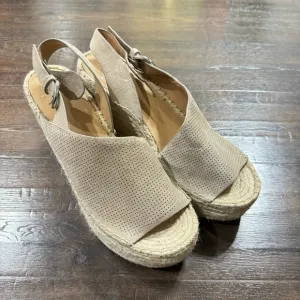 Marc Fisher Andela Wedge Leather Suede Espadrille Sandal Size 10 Women