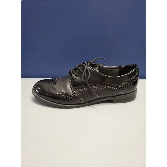 Marc Fisher Sailor Oxford‎ Dress Shoes Boys Size 6M Black Leather Almond Toe EUC