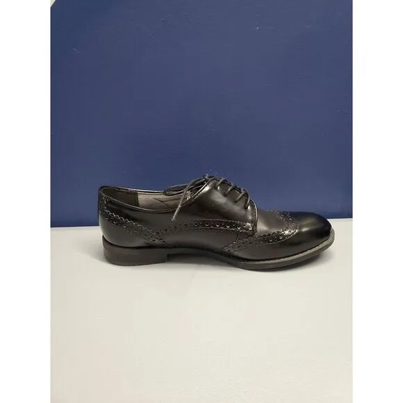 Marc Fisher Sailor Oxford‎ Dress Shoes Boys Size 6M Black Leather Almond Toe EUC