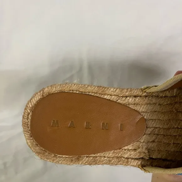 Marni NEW Women’s Cloth Canvas Striped Espadrilles Slip On Mules- Size 9.5