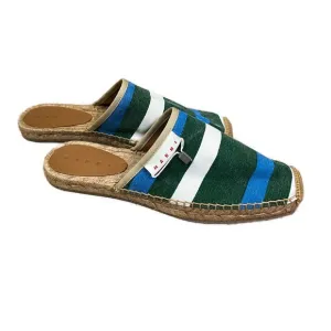 Marni NEW Women’s Cloth Canvas Striped Espadrilles Slip On Mules- Size 9.5