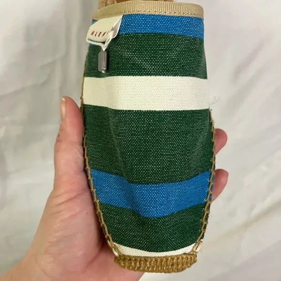 Marni NEW Women’s Cloth Canvas Striped Espadrilles Slip On Mules- Size 9.5