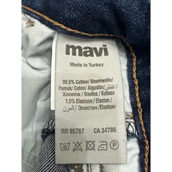 Mavi Ella Jean Shorts Stretch Cuffed Pockets High Rise Dark Wash Blue W 25 NWT