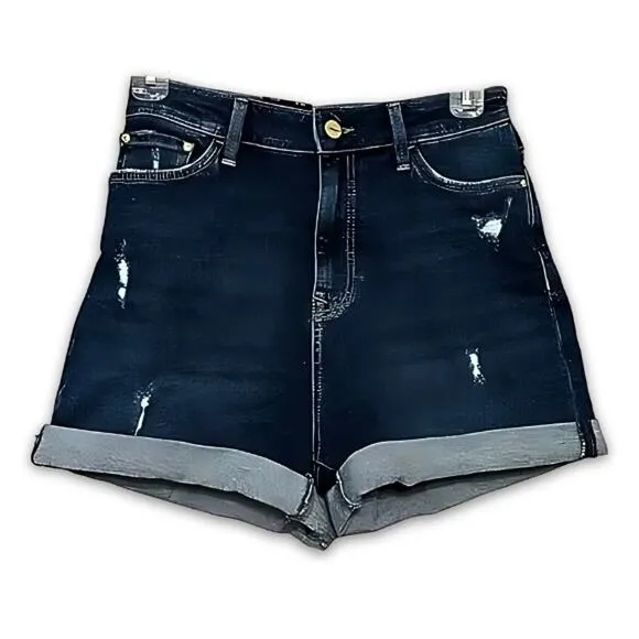 Mavi Ella Jean Shorts Stretch Cuffed Pockets High Rise Dark Wash Blue W 25 NWT