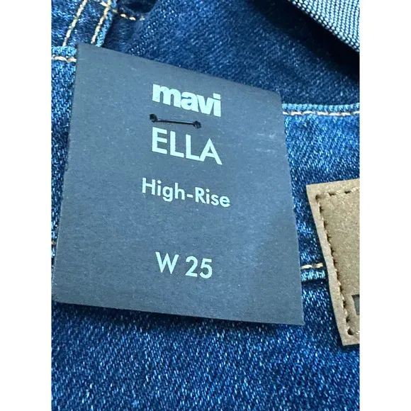 Mavi Ella Jean Shorts Stretch Cuffed Pockets High Rise Dark Wash Blue W 25 NWT