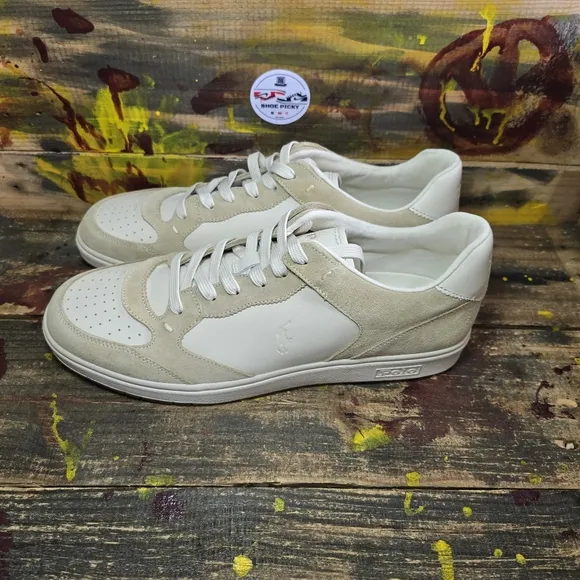 Men‎ Polo Ralph Lauren CRT Low Cream Tan Leather shoes size 13 new