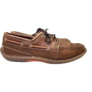 Men's Born Wayz Casual Lace Up Boat Shoes Size 11.5 M/W Brown Leather Seersucker