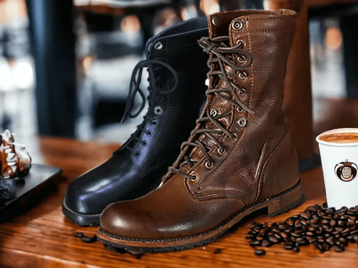 Men's Brown Ankle Boots | Military Combat Boots | Long Millinery Army Marching Boots