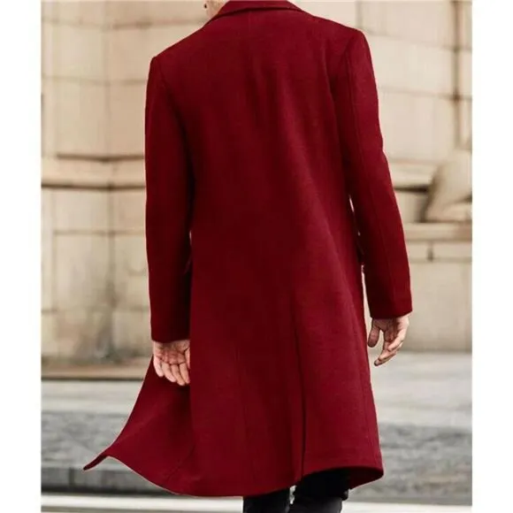 Men's Casual Trench Coat Slim Fit Red
