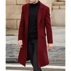 Men's Casual Trench Coat Slim Fit Red