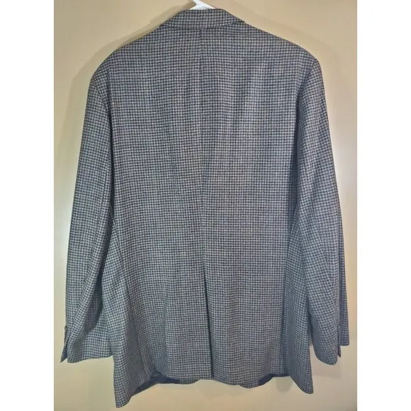 Men's Chaps Ralph Lauren 100% Wool Houndstooth Button Down Blazer Sz 42T