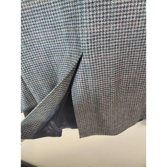 Men's Chaps Ralph Lauren 100% Wool Houndstooth Button Down Blazer Sz 42T