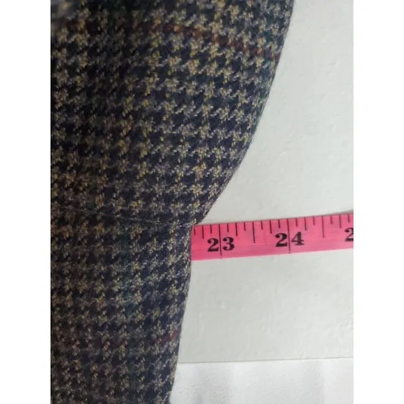 Men's Chaps Ralph Lauren 100% Wool Houndstooth Button Down Blazer Sz 42T