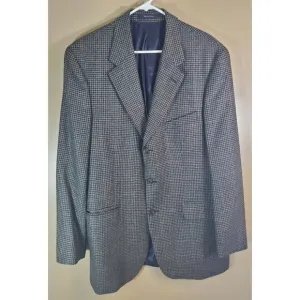 Men's Chaps Ralph Lauren 100% Wool Houndstooth Button Down Blazer Sz 42T