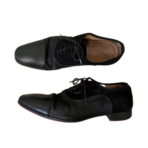 Men's Christian Louboutin Black Leather And Suede Greggo  Oxfords.  Size 40/7