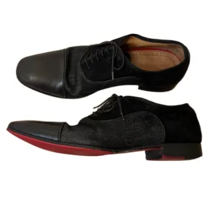 Men's Christian Louboutin Black Leather And Suede Greggo  Oxfords.  Size 40/7