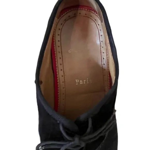 Men's Christian Louboutin Black Leather And Suede Greggo  Oxfords.  Size 40/7