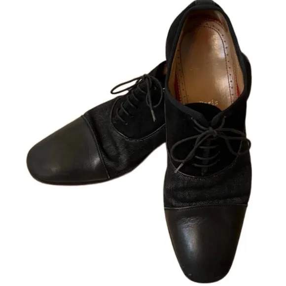 Men's Christian Louboutin Black Leather And Suede Greggo  Oxfords.  Size 40/7
