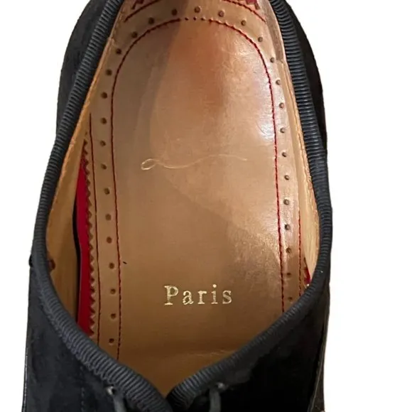Men's Christian Louboutin Black Leather And Suede Greggo  Oxfords.  Size 40/7