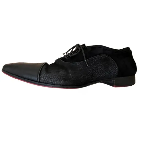 Men's Christian Louboutin Black Leather And Suede Greggo  Oxfords.  Size 40/7